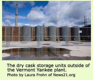 The dry cask storage units outside of the Vermont Yankee